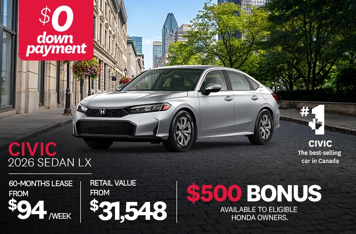 Bannière de Promotion Civic LX 2026